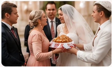 Familie bei einer russischen Hochzeit